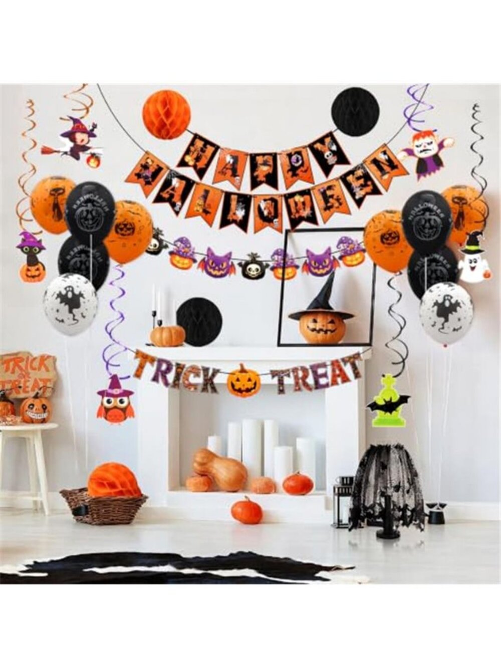 Halloween Decorations 33 Pcs Happy Halloween Banner Trick or Treat Banner - Picture 2 of 7